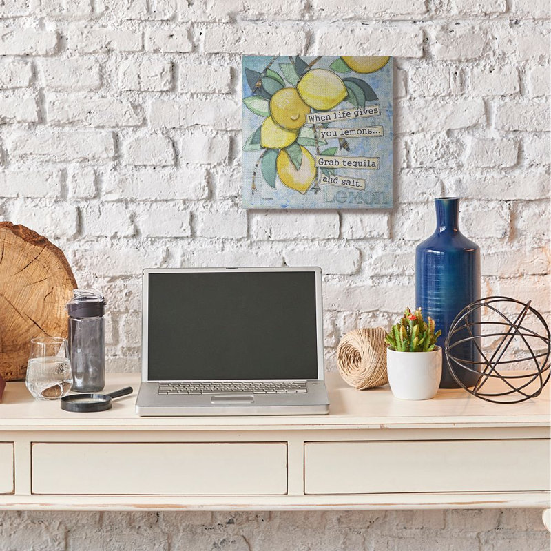 «Lemons Tequila Funny Word Kitchen Collage Design», impression sur toile, Toile tendue, H 17 po x l 17 po x P 1,5 po