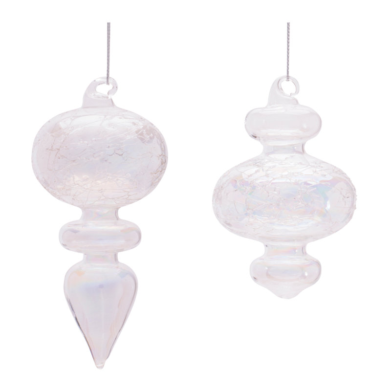 Ornement faîteau irisé en verre craquelé (ensemble de 6)