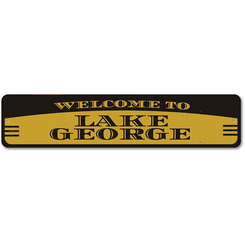 Plaque en métal «Lake Welcome», H 6 po x l 24 po x P 0,06 po