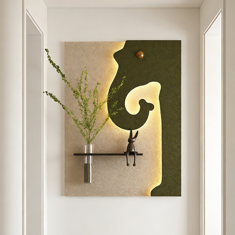 31.5"Green luxury green plant decorative painting, 37.4" H x 31.5" W x 2.36" D, Green