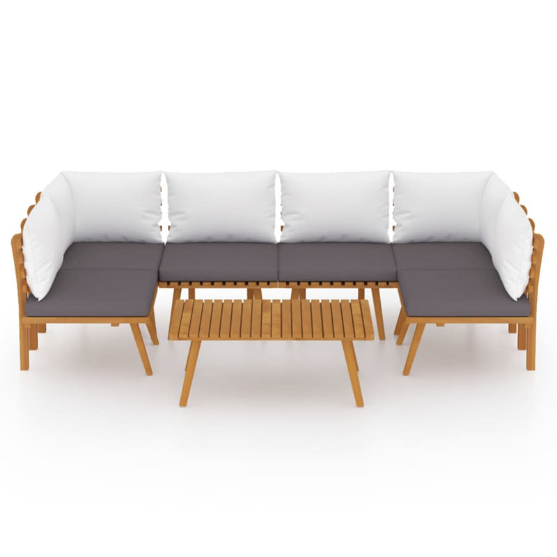 Chaise longue avec coussins 4 pièces Damita, 7 pièces: 2 de coin, 4 de milieu, table