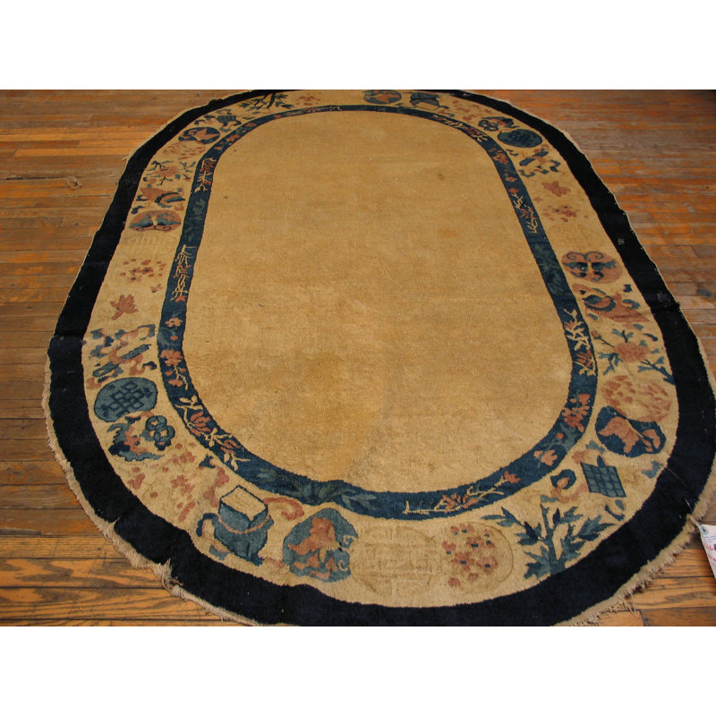 Antique Peking Chinese Allover Yellow 1900s Rug