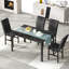 Ensemble de table de salle à manger pour 4 personnes, table de cuisine en faux marbre avec chaises de salle à manger rembourrées, ensemble de table de salle à manger 5 pièces, ensemble de coin-repas compact pour restaurant de cuisine-2028911511