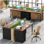 Bureau d'ordinateur 47 po avec 5 tiroirs et armoire réversible, bureau rustique brun et noir avec rangement, table d'écriture moderne pour petits espaces