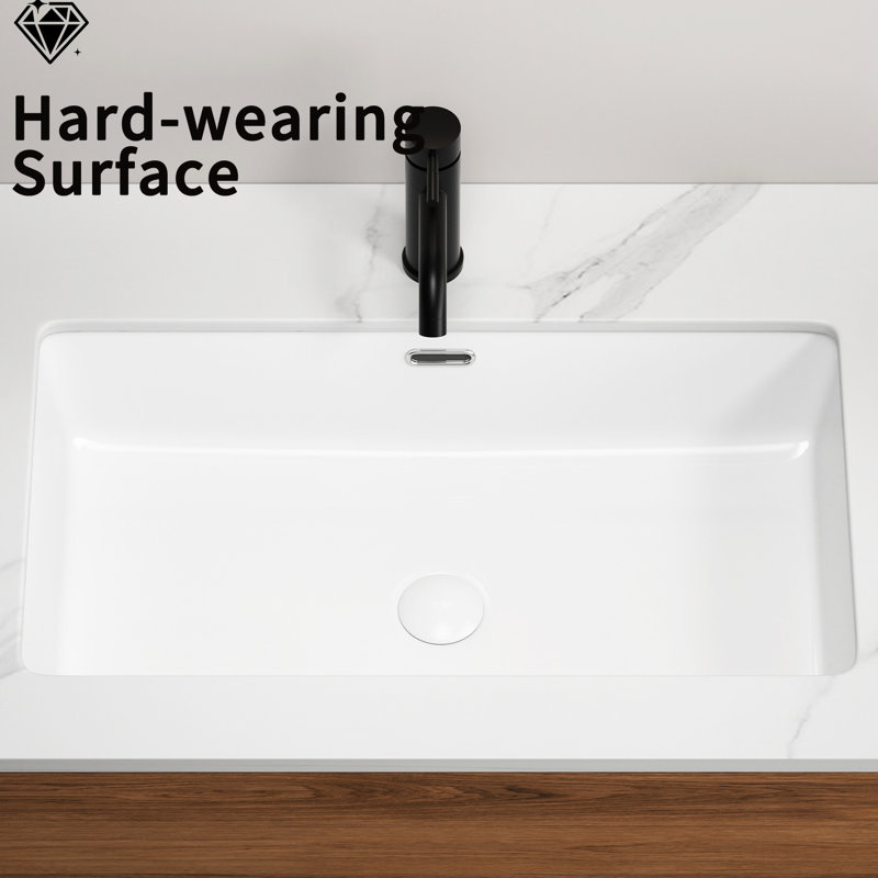 Évier encastré blanc de 28 po pour la cuisine et la salle de bain, bol simple spacieux, finition lisse avec style moderne et construction solide