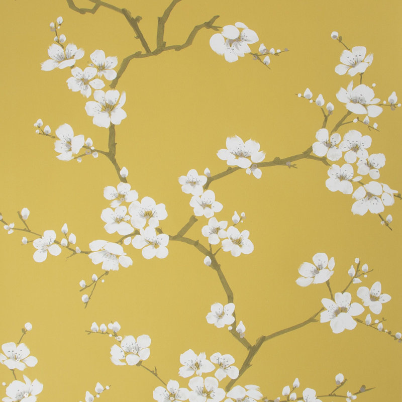 Fresco Apple Blossom Floral Wallpaper, Yellow