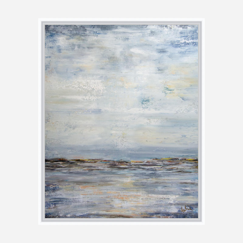 «Seaside» par John Beard - reproduction d'artiste sur toile, L 26 po x H 22 po x P 2 po, Cadre flottant blanc