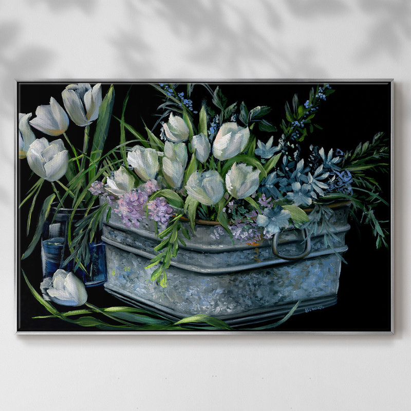 " Wild Tulips ", 17" H x 25" W x 2" D, Silver