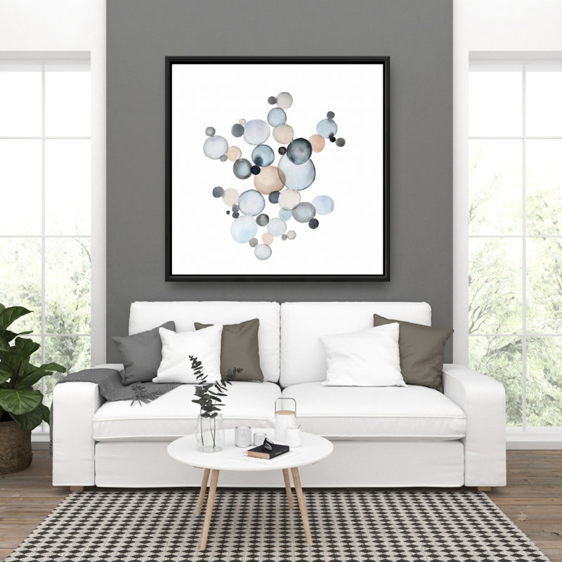 Toile grise encadrée de formes grises grisâtres pour la décoration intérieure, H 37,25 po x l 37,25 po