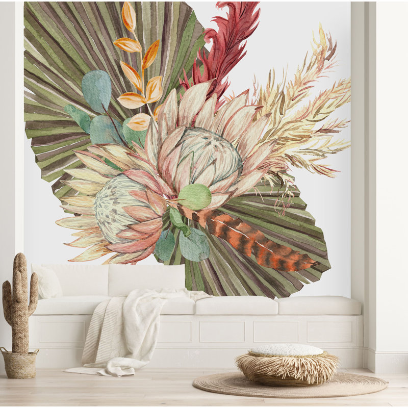 Paper Exotic Bouquet Of Flowers Wallpaper M1289, 125" W x 10.42" L