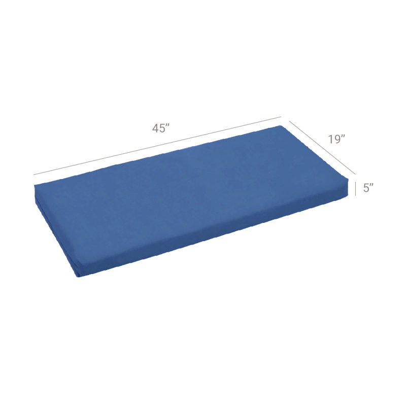 Outdoor 3'' Bench Seat Cushion, Blue, 45" x 19"