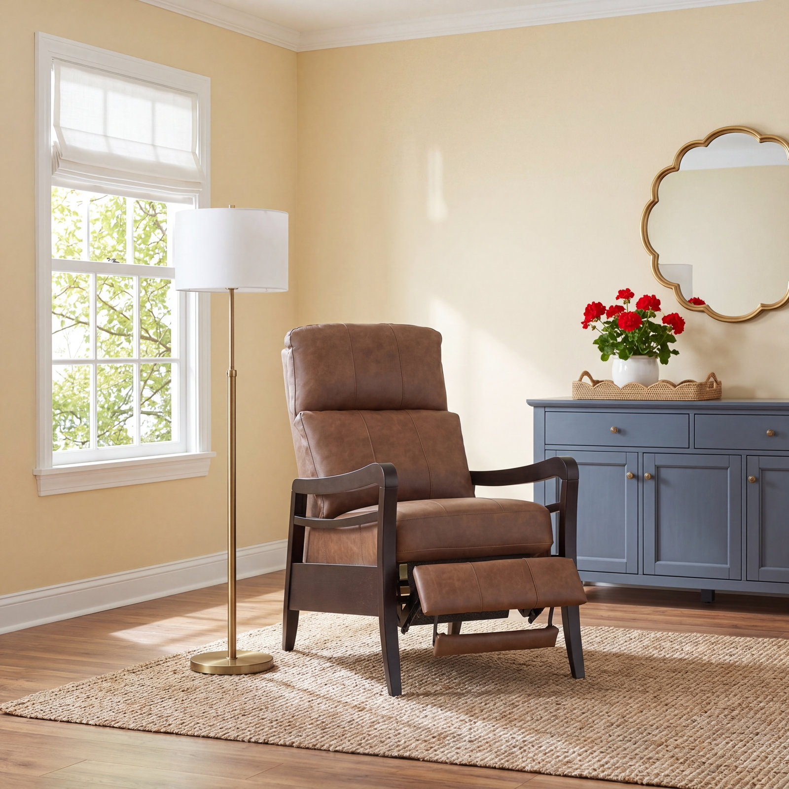 Gracelyn 27" Recliner, Chocolate Full Grain Leather, Espresso, Manual
