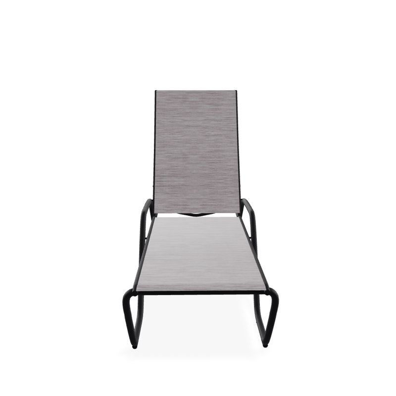 Outdoor Rust-Resistant Metal Chaise Lounge, Textured Black, Natural