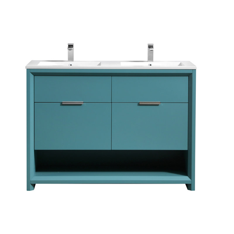 Ensemble de meuble-lavabo double 48 po, Vert sarcelle