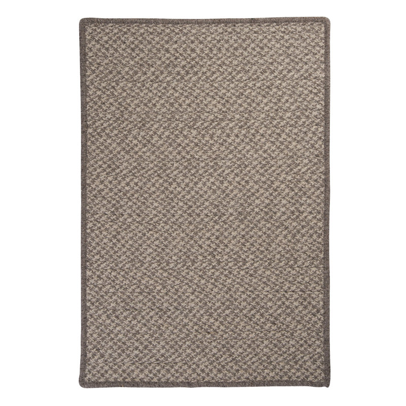 Tapis gris en fibres naturelles tissé à la main Houndstooth, Rectangle 2 pi x 3 pi