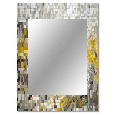 Yellow And Cream Bohemian Medley I - Boho Mosaic Mirror, Modern Unique Wall Mirror, Printed Metal Art