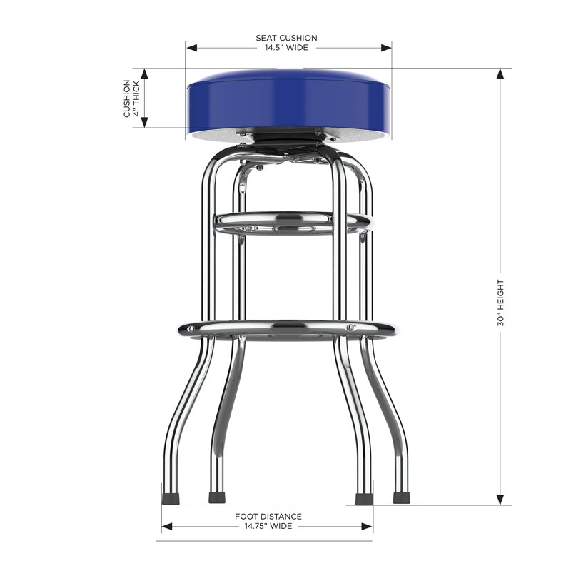 Commercial Grade Chrome Swivel Bar Stool with Vibrant Team Colors  , Los Angeles Rams