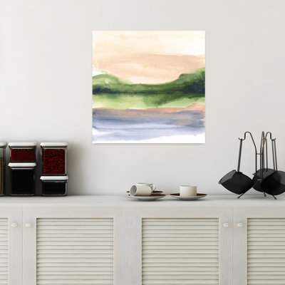 Vue contemporaine de l'étang III avec art abstrait bleu
