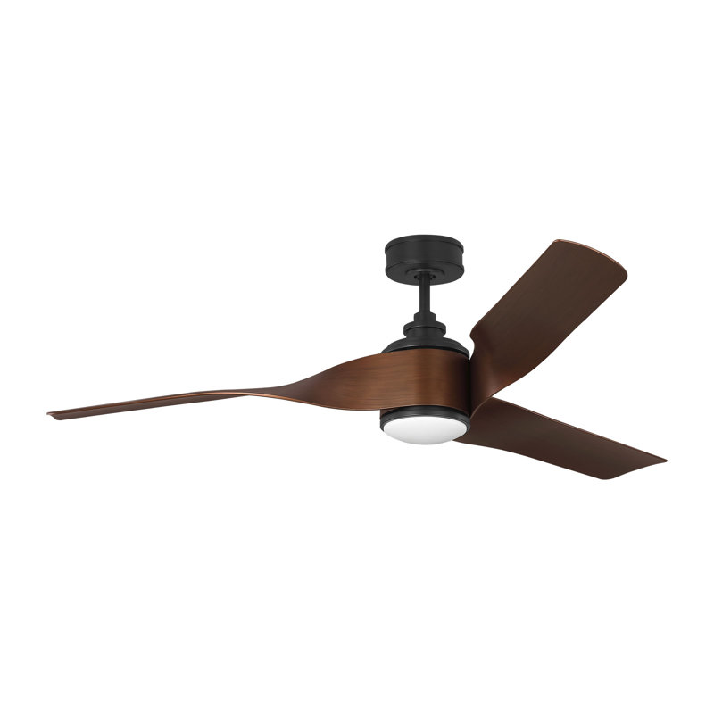  Touro Smart 60 LED Indoor Ceiling Fan with Threaded Downrod, Dark Walnut ABS blades and Handheld Remote, Dark Walnut