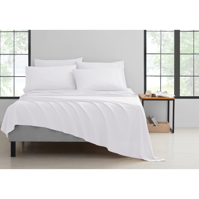 Bibb Home Bamboo 1800 Thread Count Deep Pocket Sheet Set, White, Twin XL Sheet Set with 2 Pillowcases