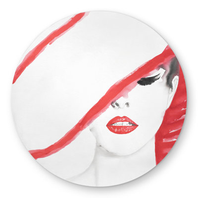 Woman with a Summer Hat Round Outdoor Rug | Home Decor