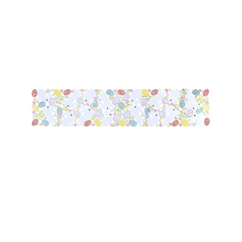 Embroidered Bunny and Colorful Eggs Table Runners for Easter Holiday or Spring Season (14 x 108 inches)