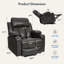 Fauteuil inclinable en cuir PU pour personnes âgées, avec massage et chaleur, porte-gobelets, poches latérales-439200473-439200475