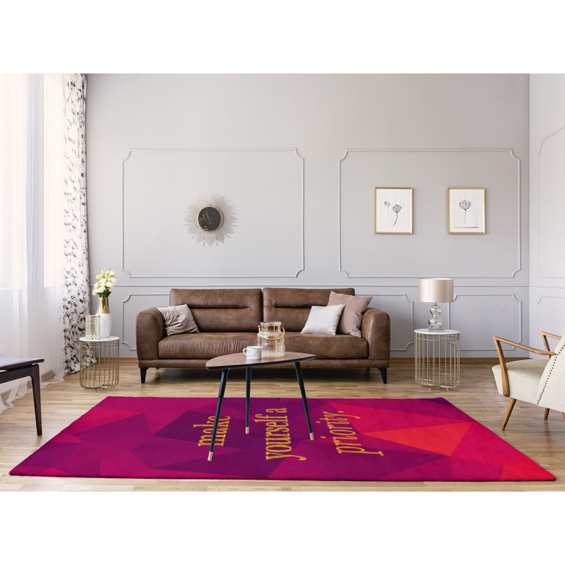 Tapis en poly-chenille en polyester à citation de faux gemme, Rectangle 9 pi x 12 pi