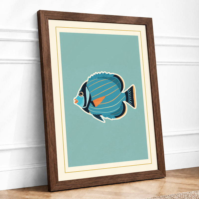 Striped Tropical Fish Mid-Century - Print, Walnut, A3 - 42.0 x 29.7 cm