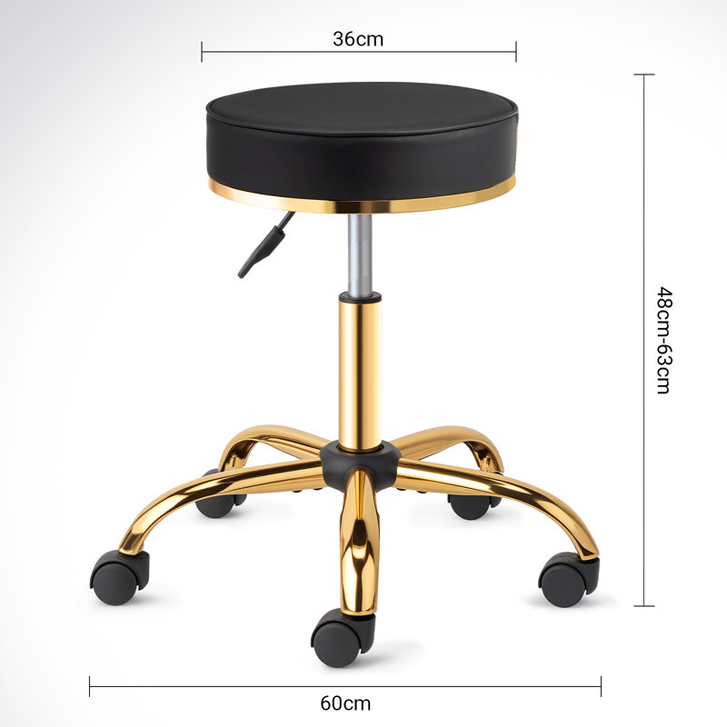 Adjustable Height Ergonomic Lab Stool with Footrest, Black