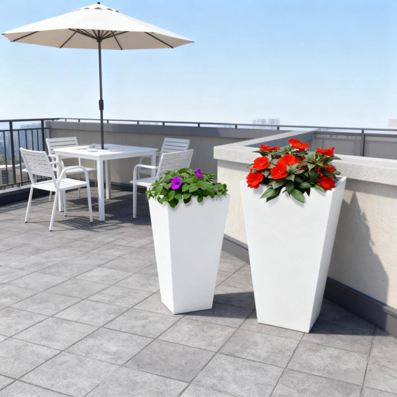 Ensemble de jardinières durables, conception moderne en oxyde de magnésium pour l'intérieur et l'extérieur