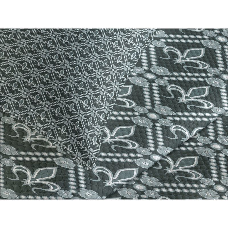Ambensonne Fleur De Set Rectangle Sage Green, Queen Coverlet/Bedspread + 2 Pillow Shams