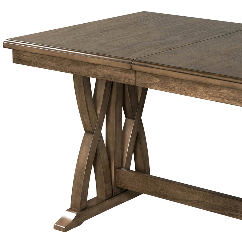 Table de salle à manger de style Mid-Century moderne pour 6 personnes, avec pieds croisés et feuille de 12 po, chaises rembourrées en mousse et rembourrage en mousse sur le dossier du siège