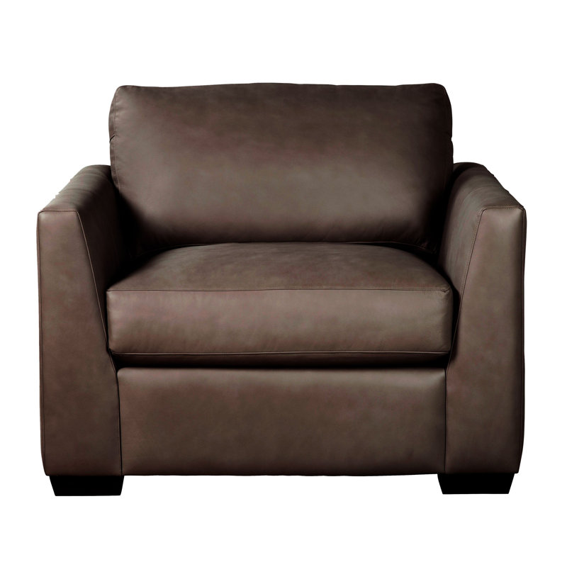 Fauteuil Mikyah CAL117 de 43 po en cuir véritable, Cuir véritable brun foncé