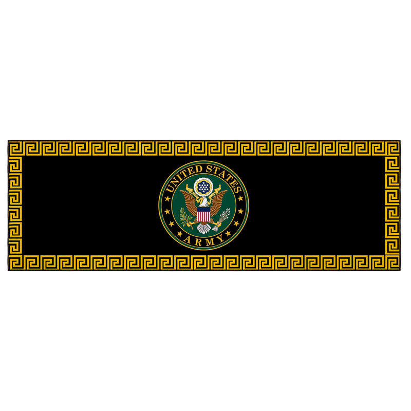 Tapis antidérapant à bordure logo US Army pour chambre à coucher, cuisine, noir / jaune