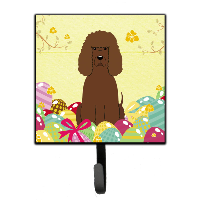 Mcelyea Metal Wall Organizer with Key Hooks, Yellow/Orange/Black, Irish Water Spaniel
