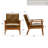 Mid-Century Modern Solid Wood Accent Chair With Faux Leather Upholstery-1031829091