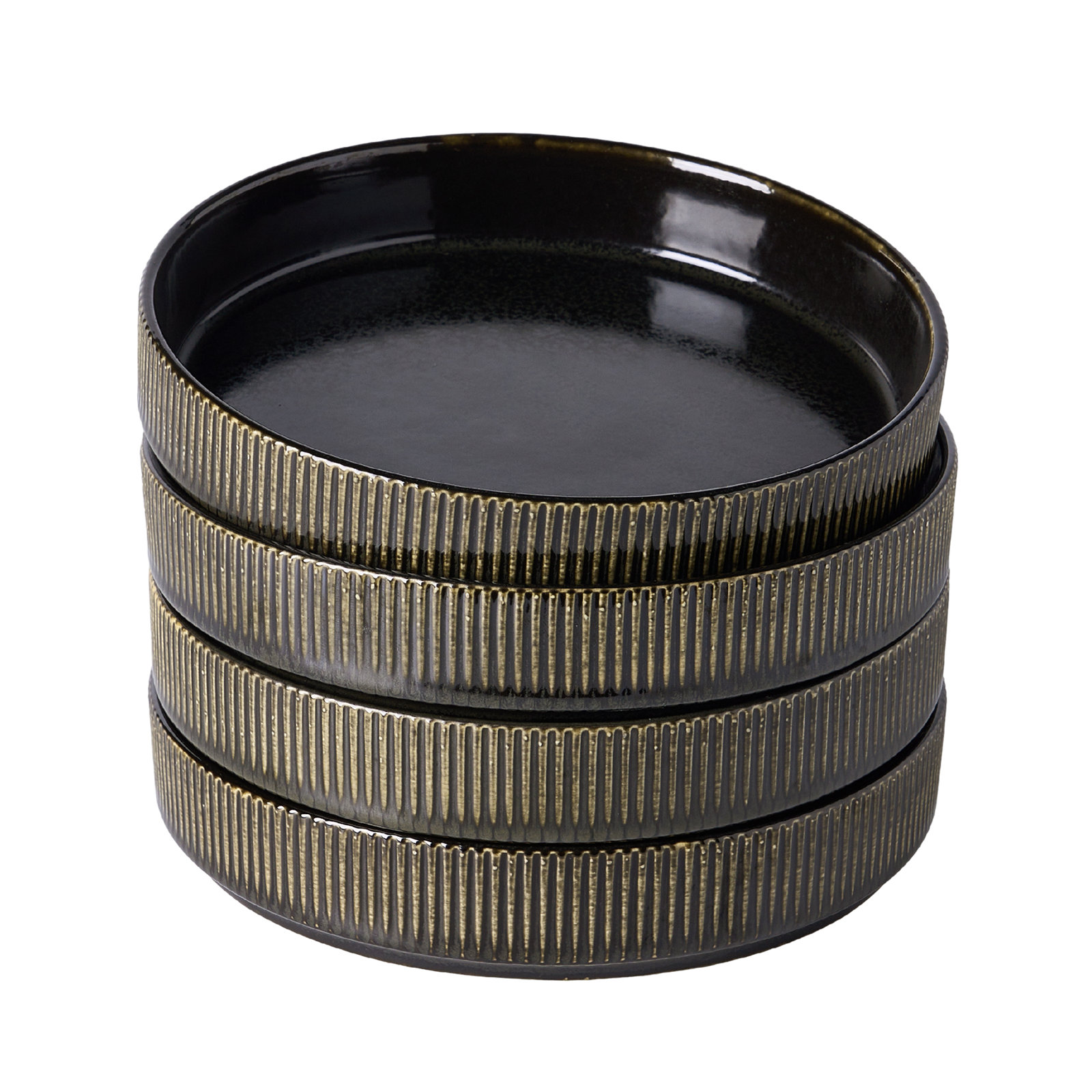 Stoneware Pasta Bowl, Black & Gold