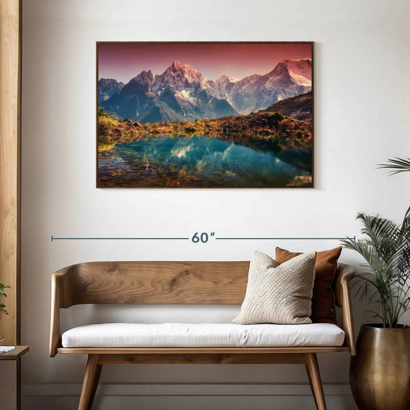 Himalaya à couper le souffle, 43 po x 29 po, Cadre flottant noyer