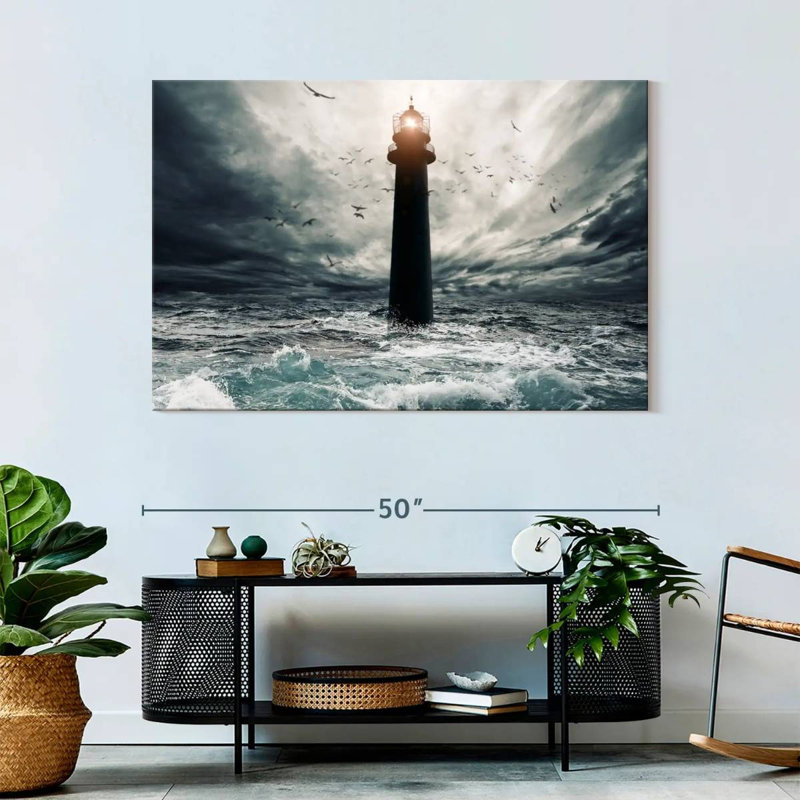 Lighthouse in the storm Aletra, H 32 po x l 48 po