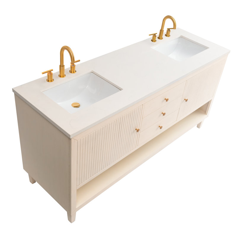 Lisbon 72"L Free Standing Vanity In Antique White
