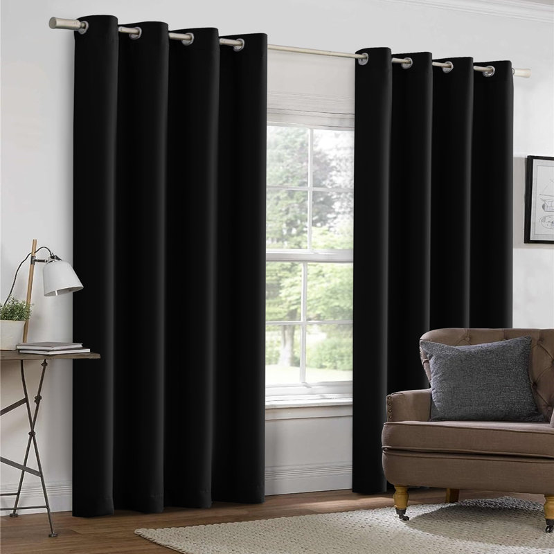 Timiko Blackout Thermal Insulated Curtain Panel, 52" W x 63" L, Black