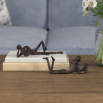 Birdsall Handmade Bronze Reading Figurines (Set of 2)