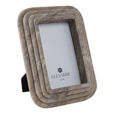 Decorative Marble Picture Frame for Entryway Display - Tabletop Photo Frame for Living Room, Sidetable, or Home Decor - Brown
