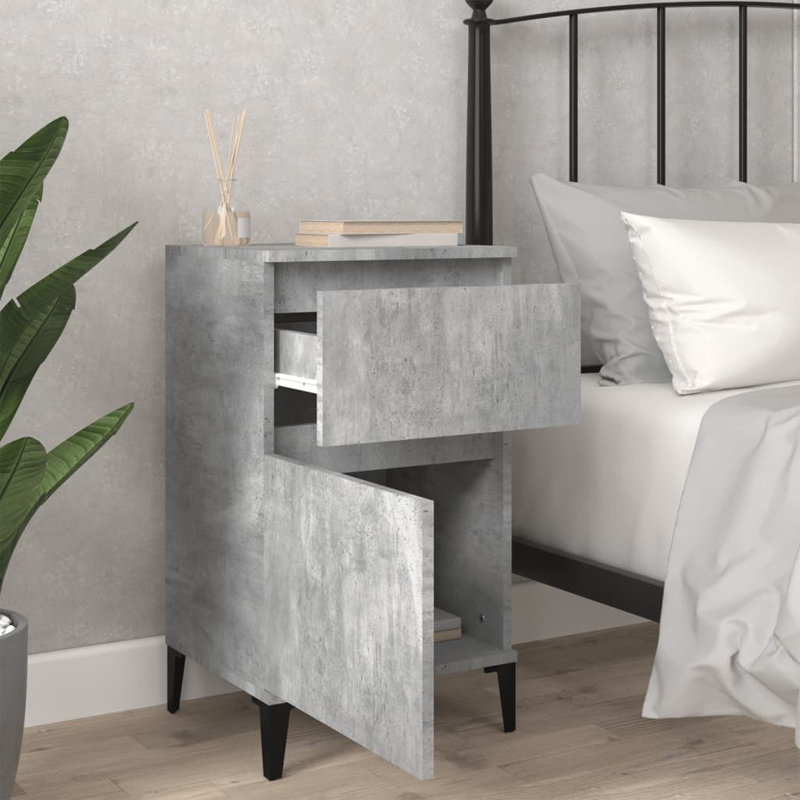 Amedeu 40cm W Bedside Table, Concrete Grey, Individual