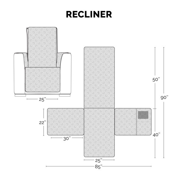 FurHaven Waterproof Non-Skid Back Furniture Protector, Dark Brown, Recliner