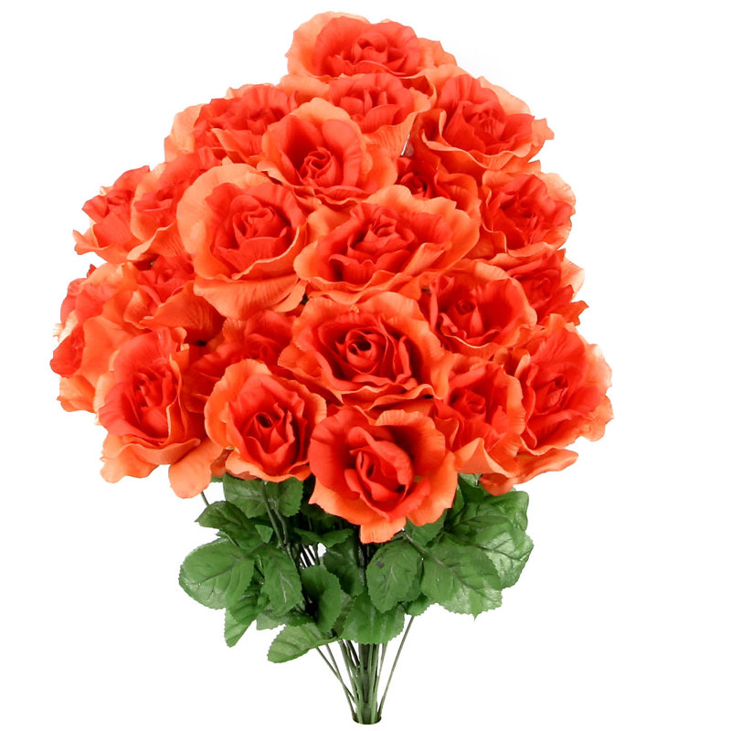 Bouquet de rose artificielles en fleurs, Corail
