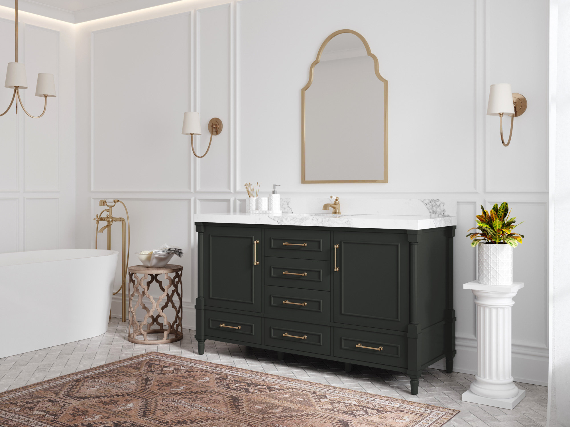 Willow Collections Aberdeen 60'' Single Bathroom Vanity with Quartz Top ...