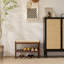 Banc de rangement en bois massif (couleur noyer), étagère de rangement en bois de hêtre avec coussin éponge à rebond élevé