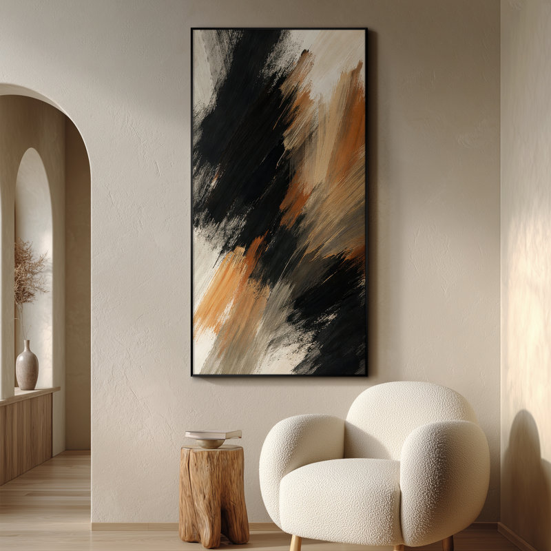 Art mural moderne beige moderne pour le salon ou la chambre à coucher - «Assemblage requis (cadre non fini)»